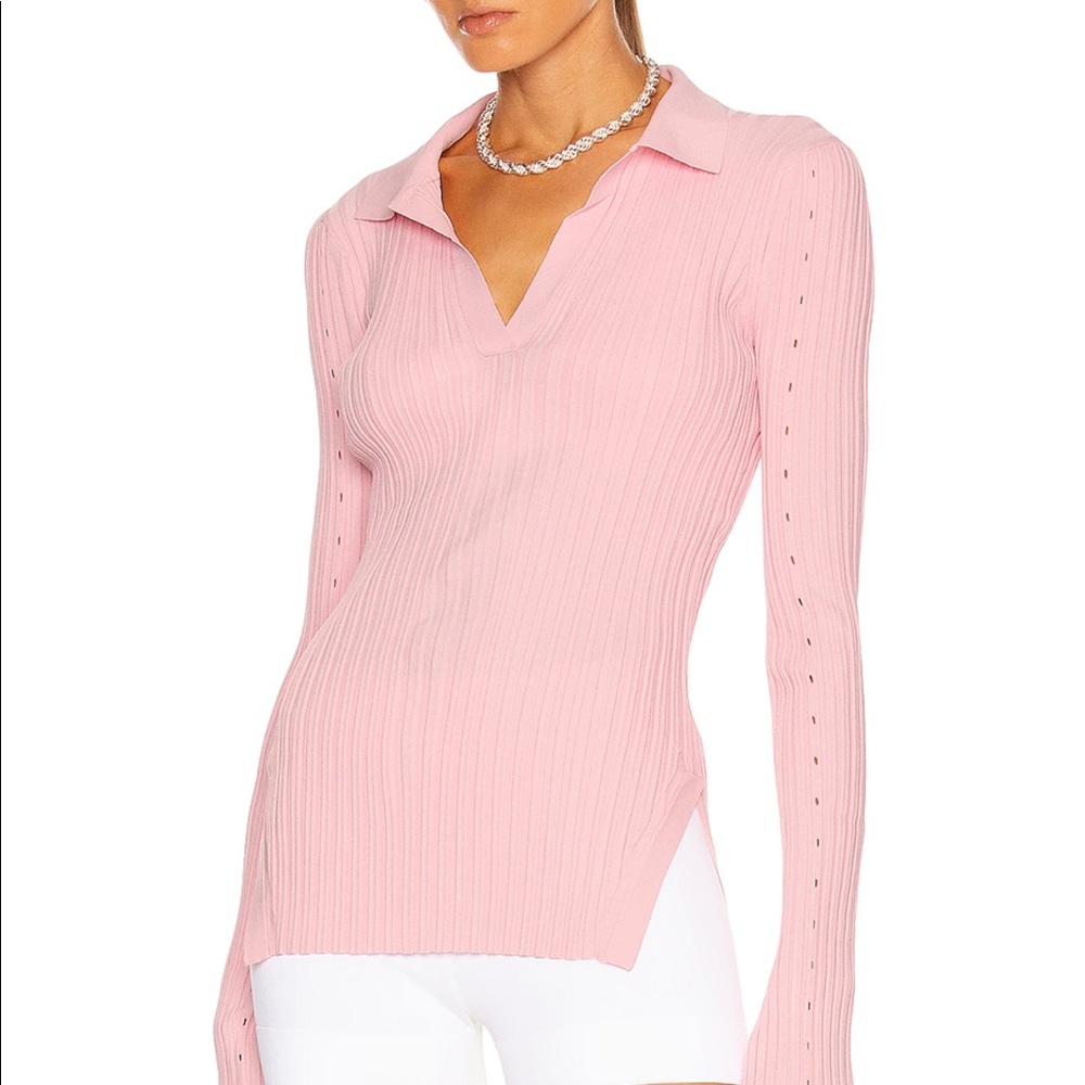 Helmut Lang Pink Ribbed Knit Top S